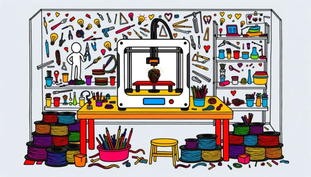 Deze afbeelding illustreert 3D-printen met meerdere kleuren en materialen: De regenboog van creativiteit