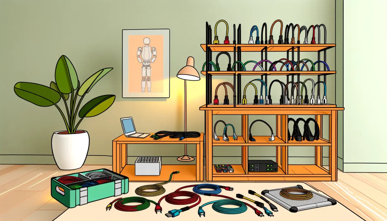 Deze afbeelding illustreert Slimme 3D-printoplossingen voor kabelbeheer in huis