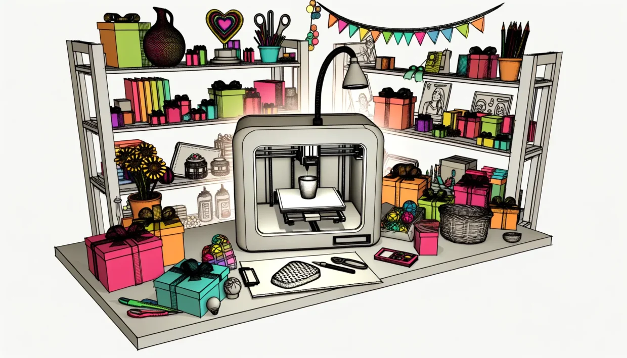 Deze afbeelding illustreert 3D-geprinte cadeau-ideeën en gepersonaliseerde items